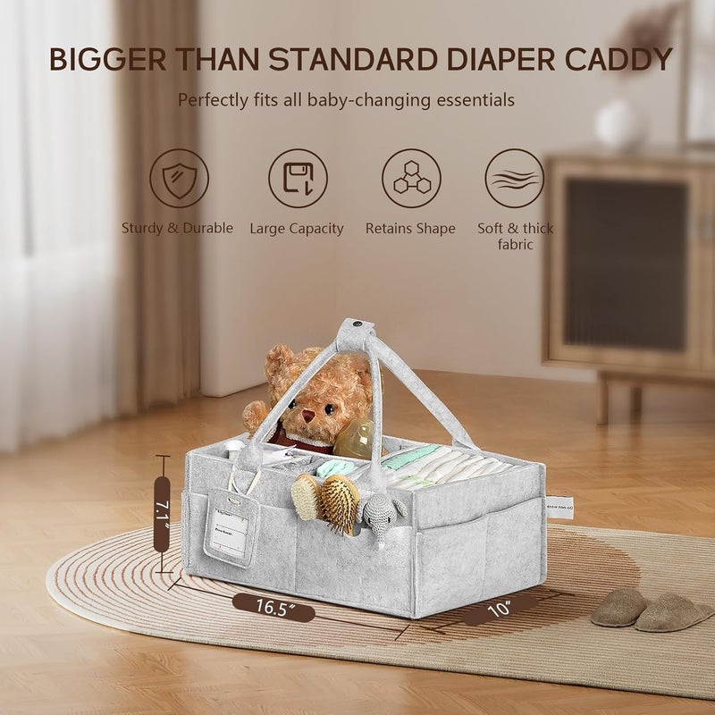 GEMII Diaper Caddy Organizer - Large Baby Caddy Organizer with Handle for Newborn Essentials Boy or Girl (Gray, Large) - Image 4